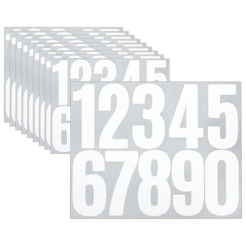 QUARKZMAN 10 Feuilles Numéros de Maison en Vinyle, 3 Pouces Autocollants Numériques Imperméables pour Boîte aux Lettres, Panneau, Fenêtre, Porte, Numéro d'Adresse, Blanc