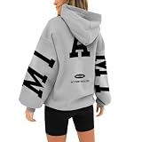Generisch Backprint Hoodie Damen Elegant Sweatshirt Oberteile Langarm Baumwolle Freizeit Kapuzenpullover Tops Oversize Pullover Rundhals Pullover Casual Kapuzenpulli Sweatjacke Sport Streetwear