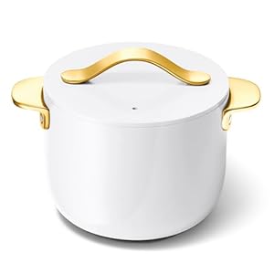 Caraway Petite Cooker – 2 Qt Ceramic Coated Pot – Free From Forever Chemicals – Perfect for Rice, Grains, or Sauces – White