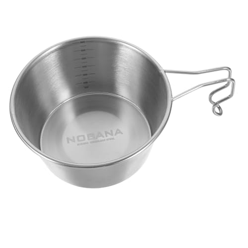 Mikikit Outdoor Camping Bowl with Handle Stainless Steel Noodle Bowl for Hiking Backpacking and Outdoor Activities Lightweight Versatile Soup Cup for Easy Use and Storage