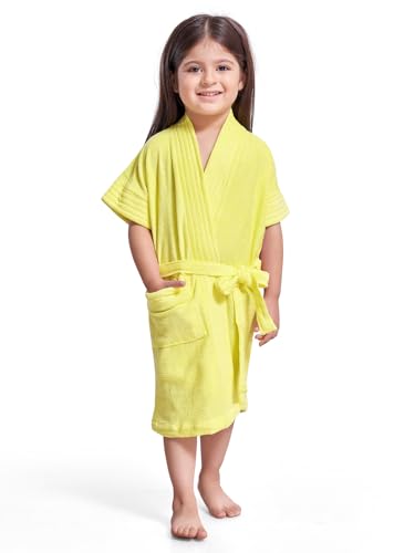 Image of SAND DUNE Kids Baby Girls Bathrobe | Terry Cotton Bathrobe Gown | Half Sleeves | Knee Length | Pocket with Waist Belt | Baby Girls - 1 to 4 Years Age
