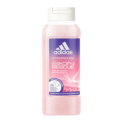adidas Active Skin & Mind Skin Rescue Duschgel für Frauen, feuchtigkeitsspendende Körperpflege für schnelle Hautregeneration,