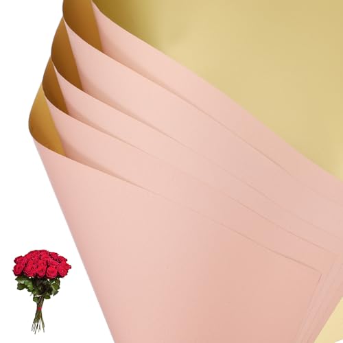 Papier d'emballage cadeau luxe doré métallisé et rose étanche pour compositions florales