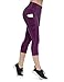 Produktbild ALONG FIT Leggings Damen mit Taschen, Nicht durchsichtig Sporthose Damen Dehnbar Yogahosen für Damen, 3/4 Capri Burgunderrot, L