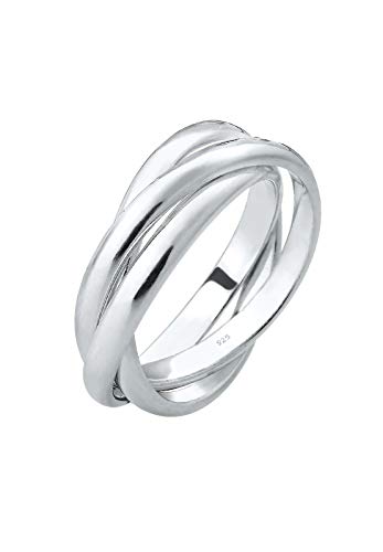 Elli Ring för kvinnor klassisk omlottring i 925 sterlingsilver, 52 EU, fasettslipning, Utan