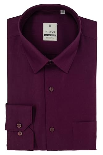 Image of 7-DAYS Men's Premium Formal Shirt - 100% Pure Cotton, Regular Fit, Plain, Full Sleeves, with Pocket - Perfect for Office Wear & Under Suits
