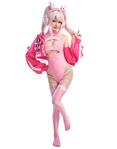 haikyuu Women Alice Cosplay Bodysuit with Jacket Anime One Piece Cutout Bathing Suit Tummy Control