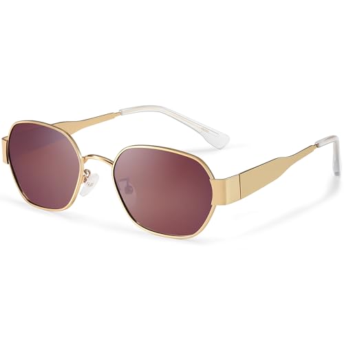 Wrimen-Retro-Sonnenbrille Damen-Herren-polarisiert-Klassisch-Trendy Metallrahmen-70er-Vintage-sport-Hippie-Brille-UV400 Schutz-Mode Brillen-für Party Reise Fotoshooting Festival Rosa