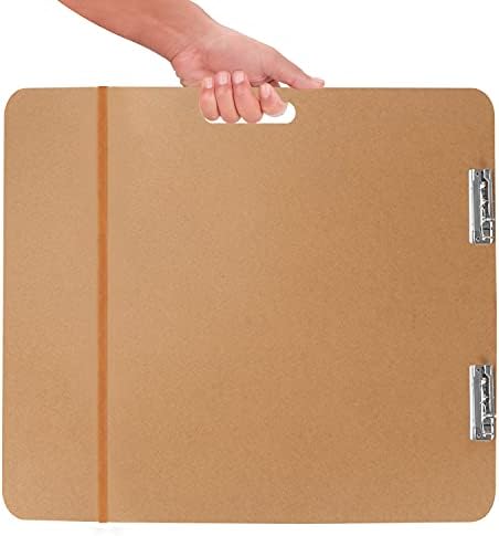 Kurtzy Large Artist Sketch Board - 66 x 58.3cm / 25.98 x 22.95 Inches - Wooden Tote Hardboard Clipboard with Handle and Double Clip - Painting, Sketching & Drawing - Studio, Art Class & Office