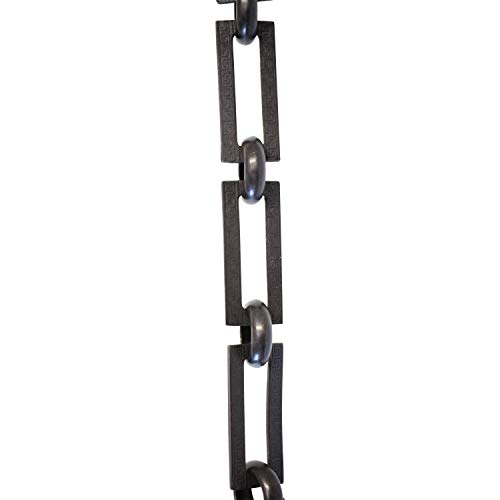 Image of RCH Hardware Decorative Oil Bronzed Black Solid Brass Chain for Hanging, Lighting - Rectangles with Greek Key Design and Unwelded Links (1 Foot)