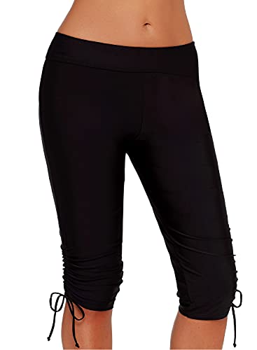 Women's High Waisted Tankini Swimwear Shorts - Long Boardshort Swim Bottom