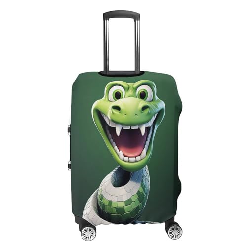 Cartoon Snake Green Luggage Cover, Washable Elastic Suitcase Cover Protector Fit 18-32 Inch Luggage4