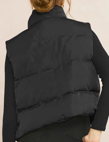 Gihuo Women's Winter Cropped Puffer Vest Stand Collar Zip Up Sleeveless Padded Jacket Lightweight Outerwear 6