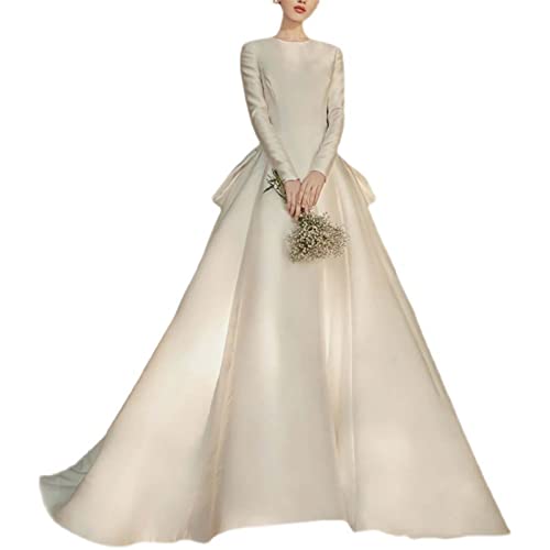 AIYIFUTY Robe de mariée en Satin pour Femme Robe de Bal Formelle,White,M Cover