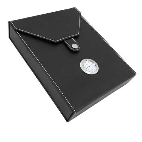 Humidificador de puros, puros cubanos, puros para ahumar, hecho a mano, de madera de cedro español, accesorios de cigarros, caja de regalo con higrómetro (negro)