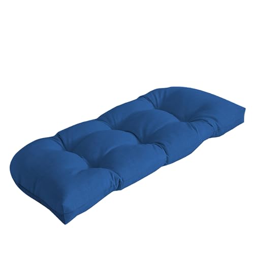 Image of Arden Outdoor Wicker Settee Cushion, 41.5 x 18, Rain-Proof, Fade Resistant Cobalt Blue Texture