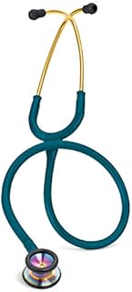 3M Littmann Stethoscope, Classic II Pediatric, Caribbean Blue Tube, Rainbow Chestpiece, 28 inch, 2153