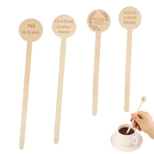 Generic Custom Wooden Coffee Stirrers,Personalized Stir Sticks,Engraved Cocktail Stirrers for Coffee Whiskey Beverage for Wedding,Birthday,Bridal or Baby Shower,Corporate Event. (15.2X2.8 CM)