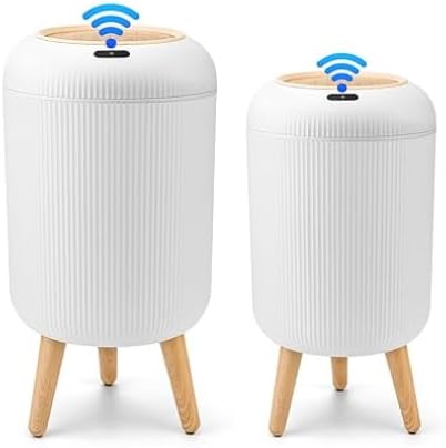 sapisecret 2er Set Mülleimer mit Sensor und Deckel, 10L + 12L, Weiß | Elektrische Sensor-Mülleimer mit automatischem, geruchsreduzierendem Deckel für Bad, Küche, WC, Schlafzimmer u