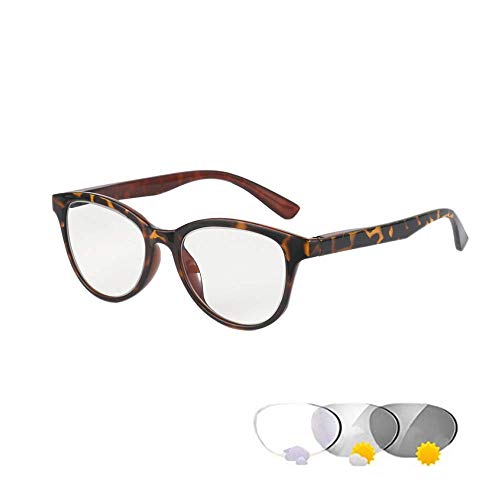 KoKoBin Gafas de lectura fotocromáticas ópticas para presbicia con bisagras de resorte, para hombres y mujeres, lentes inteligentes que cambian de color, leopardo, Talla única