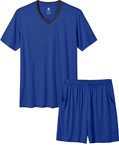 Image of MoFiz Mens Pajamas Set Short Sleeve PJ's Sleep Lounge Sleepwear Cool Pyjama Summer Sets Comfortable Lightweight