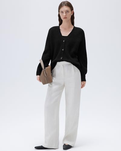 SUUKSESS Women Long Sleeve Button Down Short Cardigan 2025 Fall Loose Open Front Knit Sweater3