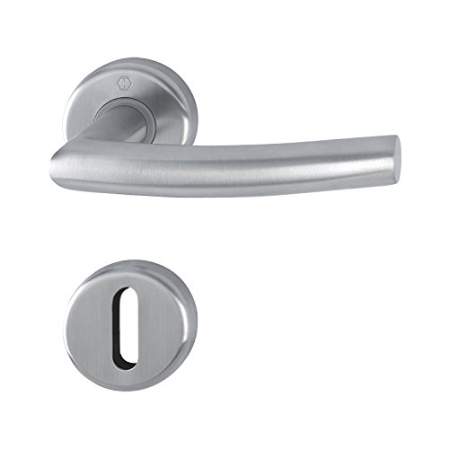 Euroline 122784 Garniture con roseta puerta interior alta cuadrado llave, acero inoxidable mate Cover