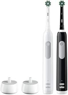 Oral-B Pro 1000 CrossAction Electric Toothbrush, Black and White, 2 Count
