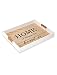 Large Ottoman Tray - Decorative Wooden Serving Tray, Coffee Table Décor, Rustic Breakfast Tray w/Handles(18in L x 14in W x 2in H) - By TrayMates