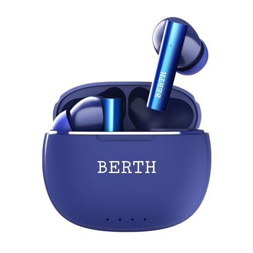 Image of BERTH X50 Wireless Earbuds 45H Playtime, Dual Pairing, 13mm Speakers, ENC, IPX5, 45ms Low Latency True Wireless Bluetooth, Fast Charging, Bluetooth Wireless Earbuds (Blue)