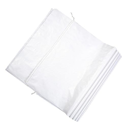 TOPPERFUN 10 Pack White Plastic Woven Gunny Sacks Snakeskin Bag 40x60 Standard Size Sturdy Double Sewn for Longevity