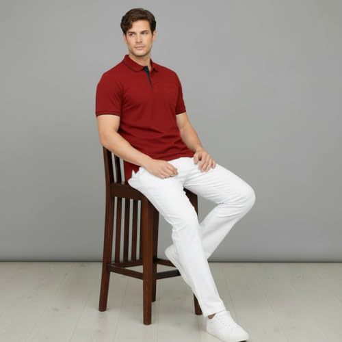Image of Men's Premium Cotton Pique Polo T-Shirt, Classic Fit Short Sleeve Casual Summer Shirt, Soft & Breathable Fashion Polo