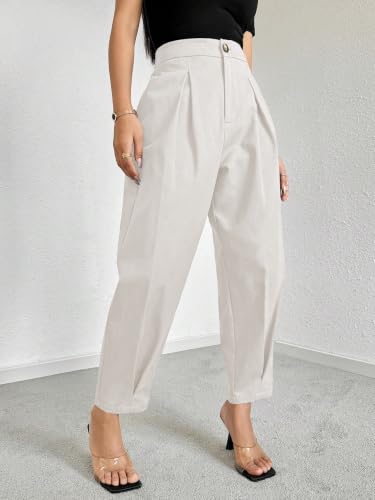 Image of GRECIILOOKS Balloon Fit Ankle Length Women Casual Trousers | Ankle Length Pants for Women Zip & Button | Woman Trousers Balloon Pants