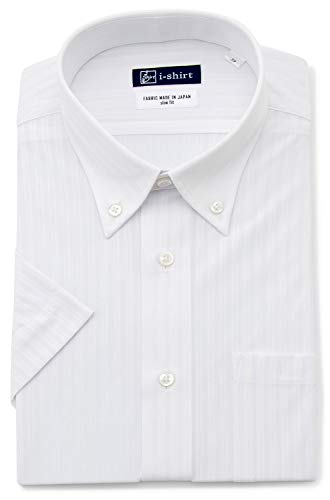 i-shirt 完全ノーアイロン ストレッチ 超速乾 スリムフィット 半袖 アイシャツ ワイシャツ メンズ ホワイト 半袖ボタンダウン 布帛ライク M16221000601 S