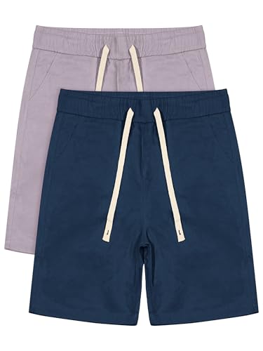 2 Pack Boys School Uniform Shorts Pull On Jogger Shorts Cotton Summer Shorts