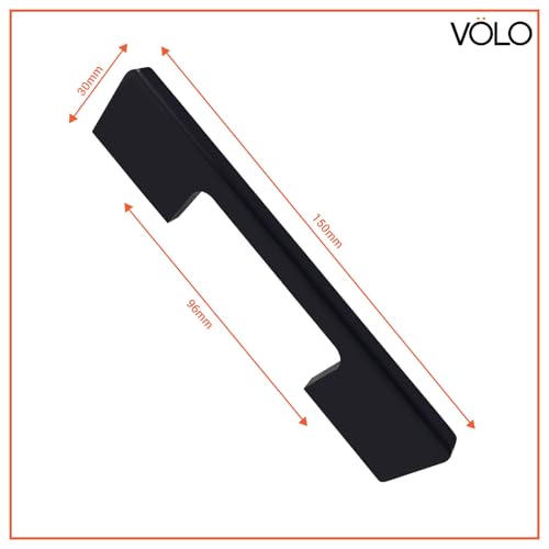 Image of VOLO Wardrobe Cabinet Handle - Multi-Use Pull Handle for Wardrobe, Drawer, Sliding Closet, and Door in Kitchen, Office, and Bedroom Pack of 1 (Black, 96MM (4 Inch))