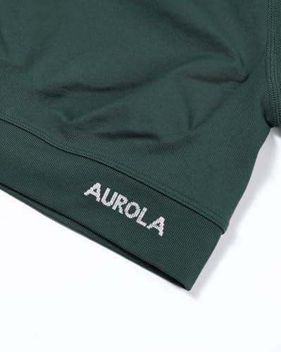 Image of AUROLA Influence Women Crop Top Short Sleeve Compression Workout T-Shirt | Raglan Short Sleeve Crop Top, High-Stretch Seamless Knit, Stay-Put Ribbed Underband, Soft Breathable Comfort