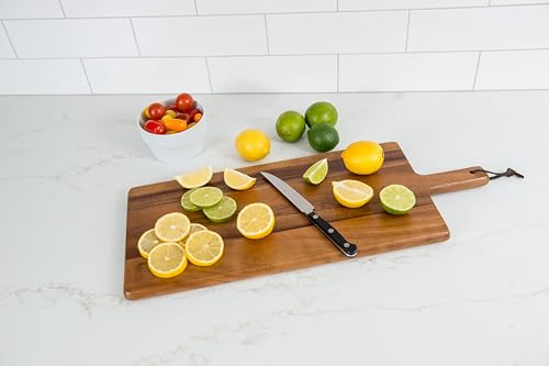 Tabla de cortar y servir de madera de acacia rectangular miniatura 6