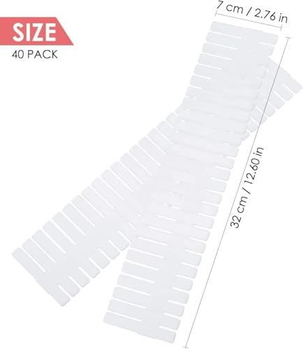Image of 40Pcs Drawer Dividers Adjustable Utensils Drawer Storage Organizer For Clutter Kitchen Cutlery Dresser Makeup Tools Socks Can Help Tidy Office Desk Clinic Bedroom(Polypropylene), White