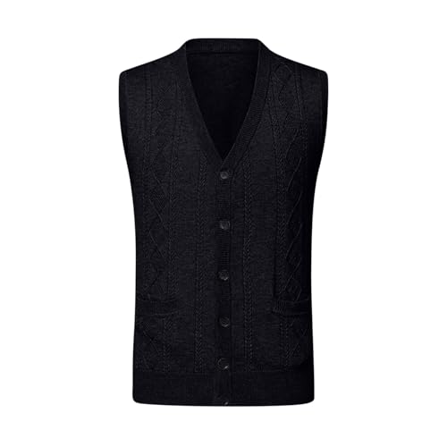Mens Cardigans Sweater Vests V Neck Sleeveless Pullover Vest Solid Plain Loose Fit All Match Sweaters Waistcoat3