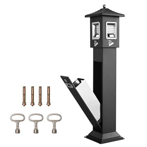 lukar Commercial Trash Receptacle Outdoor Butts Disposal Standing Ash Bin