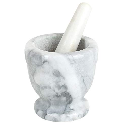 Home Basics MP47495 gr Marble Mortar and Pestle Molcajete for Spice Grinding, Seasoning