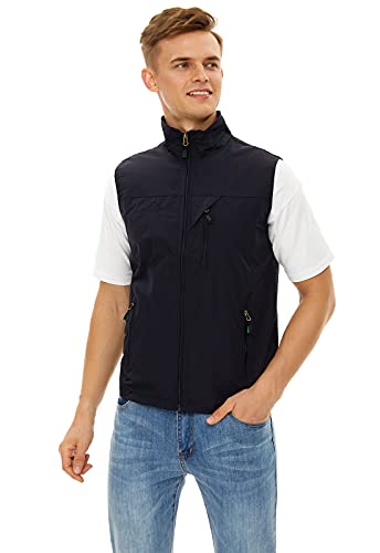 Mens Lightweight Vest Casual Softshell With Pockets Windproof Jacket For Sport Golf Work Bl-3Xl #TOP17