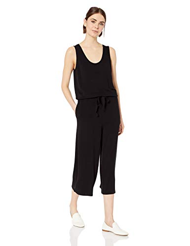 Amazon Brand - Daily Ritual Women's Supersoft Terry Sleeveless Wide-Leg Jumpsuit, Black, Medium