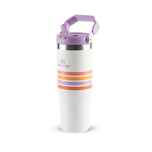 Tumbler Térmico Flip Straw Varsity Cream Lilac Stripes | 887 ML