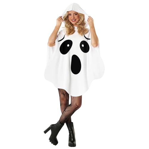 Morph MCWGH Ghost Costume Adult Woman Ghost Poncho Costume Womens Ghost Costume Adult Womens Poncho Halloween Costumes thumb #4