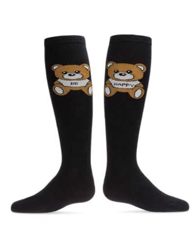 MeMoi Girls' Be Happy Bear Knee High Socks