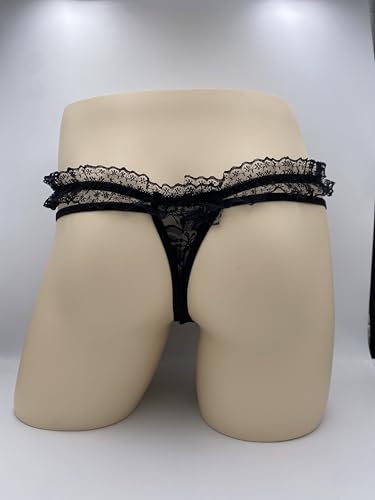 Mens Lace Frilly Sissy Panties Pouch Thong, Open Front Underwear Gay Lingerie3