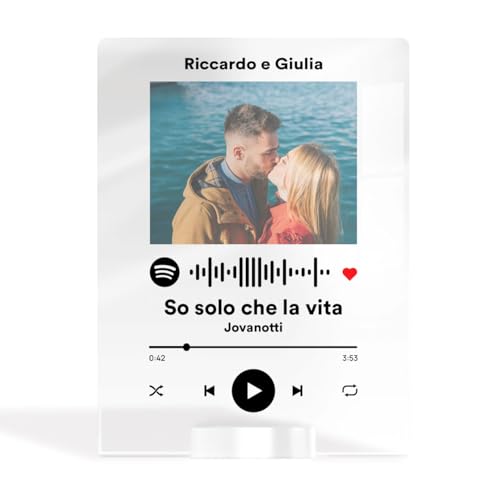 TARGA CANZONE SPOTIFY: Crea un legame emotivo con chi ami grazie a questa targa canzone Spotify. Scansiona il codice con il telefono e ascolta la musica che hai scelto, ideale per regali natale donna o per decorare la casa con un tocco musicale