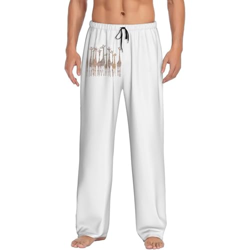 Pantalon de pyjama pour homme imprimé girafes en coton léger pour la maison